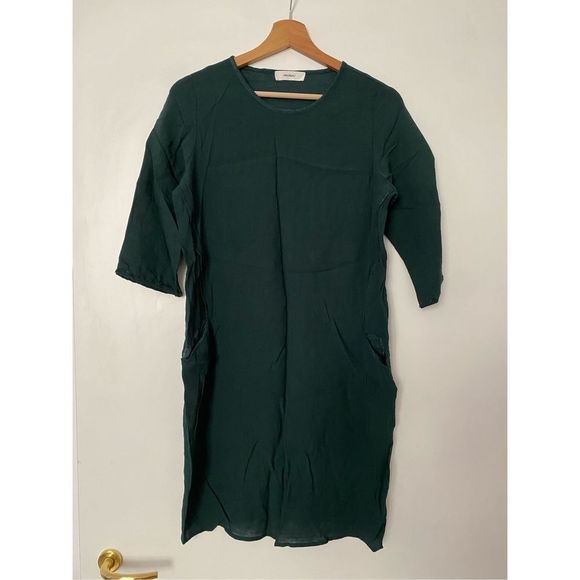 Sita Murt Collarless Forest Green Dress w/ Pockets Size EU 38 / US 8, MSRP $265 - Picture 11 of 13